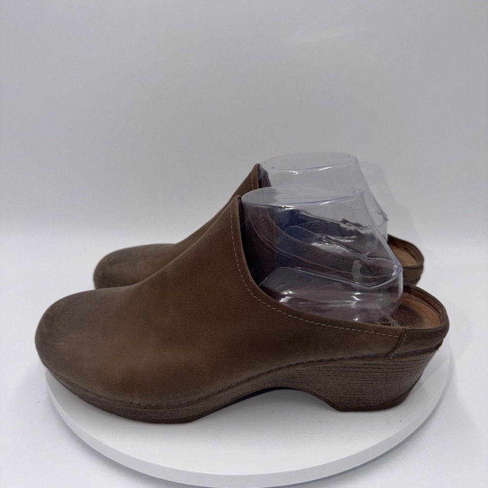 Dansko Melody Slip On‎ Taupe Burnished Calf Leather Mules Size EU 41 11-11.5 US